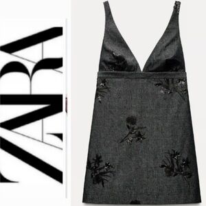 ZARA Denim Rhinestone Dress Size small